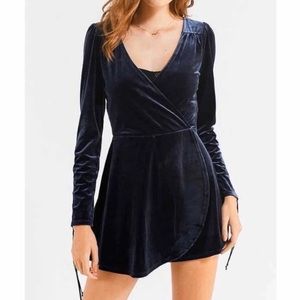Urban Outfitters Velvet Blue BDG Playsuit